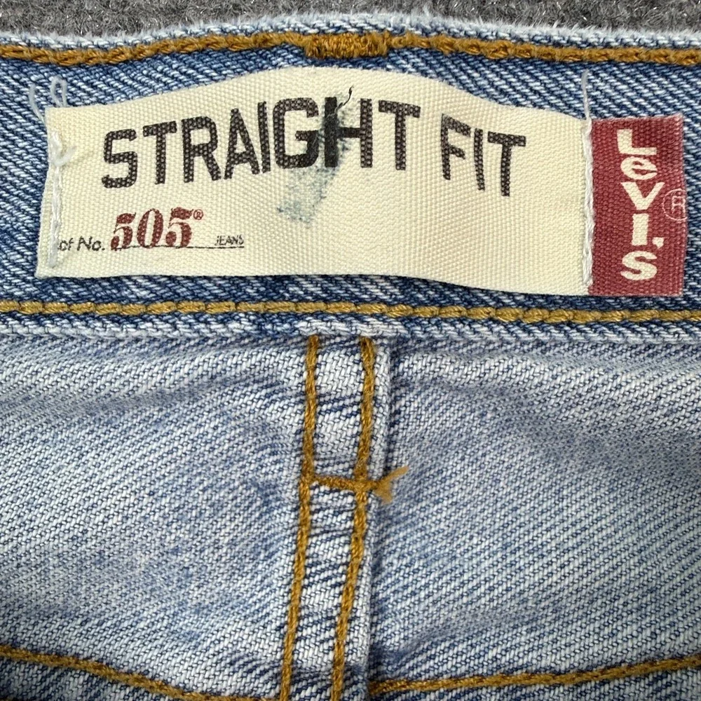Levis 505 Straight Fit Jeans Mens 40x32 Light Wash Blue Denim Cotton Classic